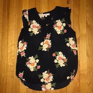 LOFT Floral Cap Sleeve Shell